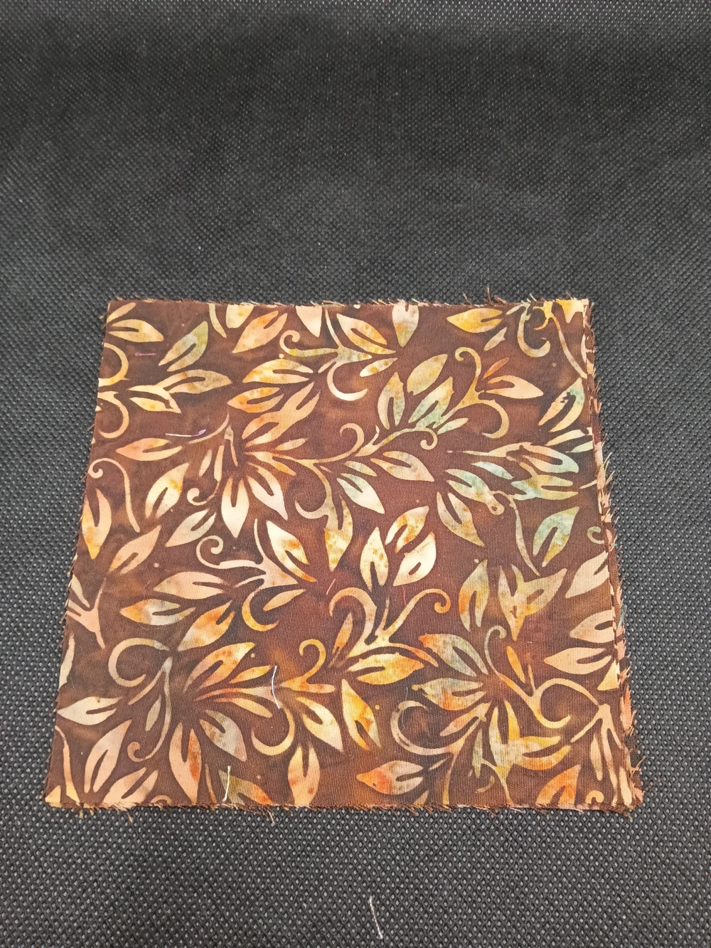 Brown Floral Batik Fabric Squares 3 Pcs 4.75 Inch